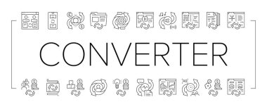 Dönüştürücü Uygulama Koleksiyonu Simgeleri Vektörü Ayarla .