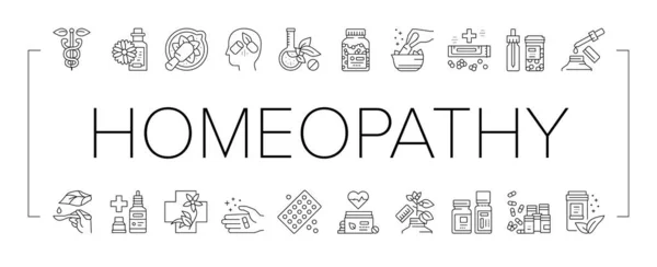 Homeopatia Medicine Collection Ikony zestaw wektor . — Wektor stockowy