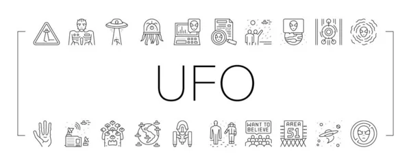 Ufo Vendég Látogatás Gyűjtemény ikonok beállítása vektor . — Stock Vector