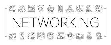 Sosyal Ağ Çevrimiçi Uygulama Simgeleri Vektörü Ayarla .