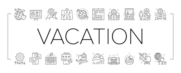 Alugueres de férias Place Collection Ícones Set Vector . —  Vetores de Stock