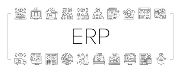 Erp Enterprise Resource Planning Icon Set Vector . — Stockový vektor