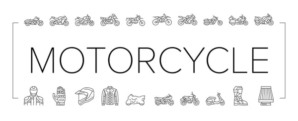 Motorcycle Bike Transport Types Icons Set Vector . — Stock Vector