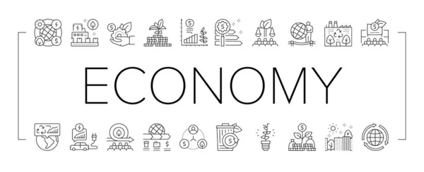 Groene economie Industrie Collectie Pictogrammen Set Vector . — Stockvector