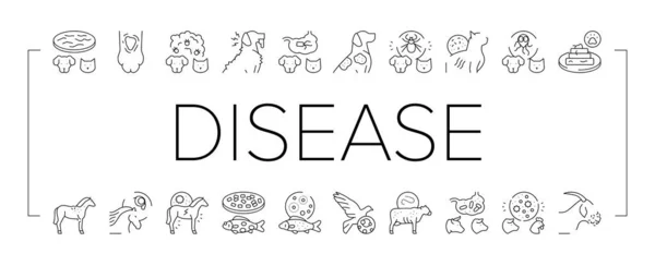 Pet Disease Ill Health Problem Icons Set Vector . — Stock Vector