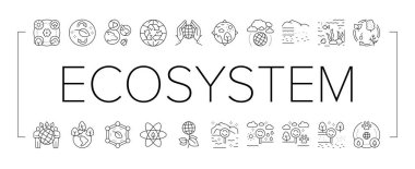 Ekosistem Ortam Koleksiyon Simgeleri Vektörü Ayarla .