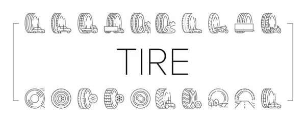 Used Tire Sale Shop Business Icons Set Vector . — Stock Vector