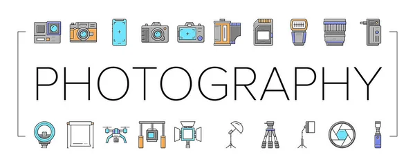 Ensemble d'icônes de collection d'appareils de photographie vectoriel . — Image vectorielle