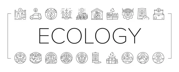 Ecología Tecnología Protectora Iconos Set Vector . — Archivo Imágenes Vectoriales