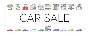 Kullanılmış Otomobil Otomobili Servis Simgeleri Vektörü Ayarla .