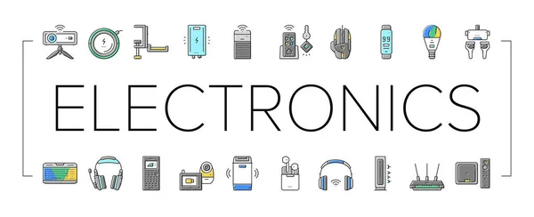 Elektronika Digital Technology Icons Set Vector . — Stockový vektor