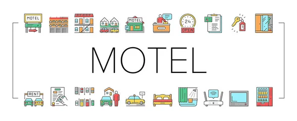 Motel Comfort Service Sammlung Symbole Set Vektor . — Stockvektor