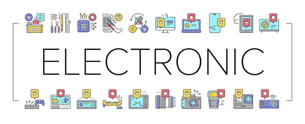 Elektronikus javítási gyűjtemény ikonok Set vektor . — Stock Vector