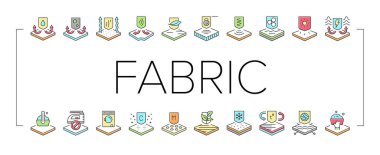 Kumaş Özellikleri Koleksiyon Simgeleri Vektörü Ayarla .