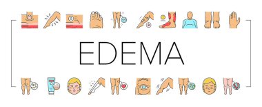 Ödem Hastalığı Semptom Toplama Simgeleri Vektörü Ayarla .