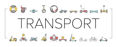 Kişisel Taşıma Koleksiyonu Simgeleri Vektörü Ayarla .