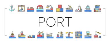 Taşıyıcı Portu Koleksiyon Simgeleri Vektörü Ayarla .