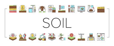 Toprak Test Doğa Koleksiyonu Simgeleri Vektörü Ayarla .
