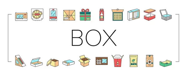 Boîte Carton Container Collection Icônes Set vectoriel . — Image vectorielle