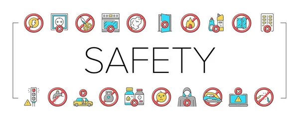 Set di icone per la sicurezza della vita dei bambini vettoriale . — Vettoriale Stock