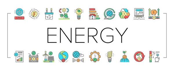 Energy Saving Tool Collection Icons Set Vector . — Stock Vector