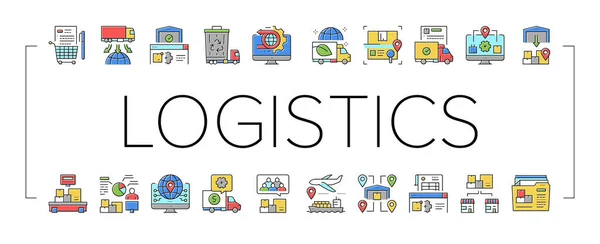 Logistiek Zakelijke collectie Pictogrammen Set vectorillustratie . — Stockvector