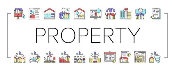 Property Rental Agency Collection Icons Set Vector . — Stockový vektor