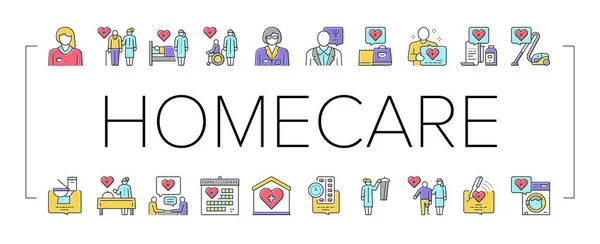 Homecare Services Collection Icons Set Vector . — 스톡 벡터