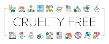 Zalim Özgür Hayvanlar Toplama Simgeleri Vektörü Ayarla .