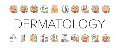 Dermatoloji Sorun Koleksiyon Simgeleri Vektörü Ayarla .