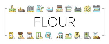 Un Fabrikası Üretim Simgeleri Vektörü Ayarladı .