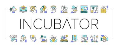 İş Kuluçka Koleksiyonu Simgeleri Vektörü Ayarla .