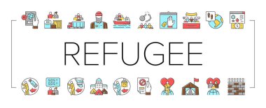 Refugee From Problem Collection Icons Set Vector . clipart