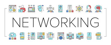 Sosyal Ağ Çevrimiçi Uygulama Simgeleri Vektörü Ayarla .