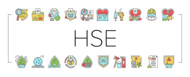 Sağlık Güvenliği Ortamı Konum Simgeleri Vektörü Ayarladı .