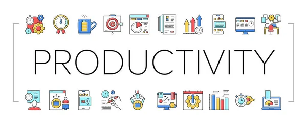 Productividad Gestionar colección iconos Set Vector signo . — Archivo Imágenes Vectoriales