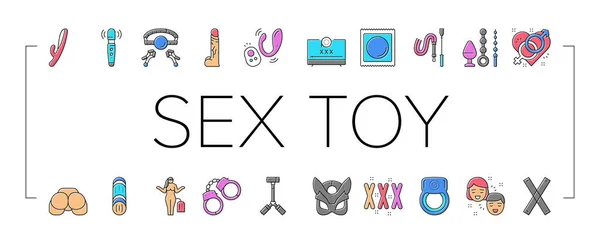 Sexspielzeug und sexy Accessoires Ikonen Set Vektor . — Stockvektor