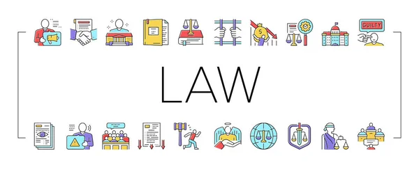 Law Notary Advising Collection Icons Set Vector . — Stock Vector