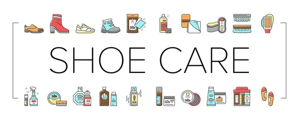 Shoe Care Accessories Collection Icons Set Vector . — 스톡 벡터