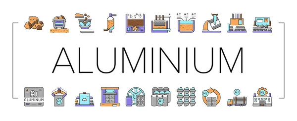 Aluminium Production Collection Icons Set Vector . — 스톡 벡터