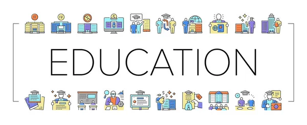 Higher Education And Graduation Icons Set Vector . — Stock vektor