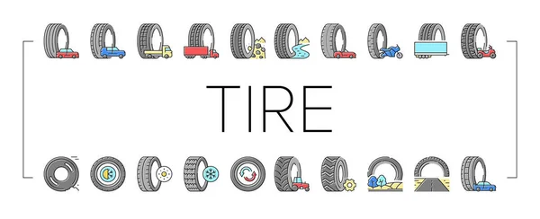 Loja de pneus usados Ícones de negócios Set Vector . — Vetor de Stock