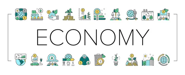 Groene economie Industrie Collectie Pictogrammen Set Vector . — Stockvector