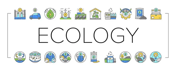 Ecologie Beschermende Technologie Iconen Set Vector . — Stockvector