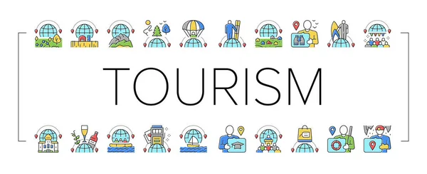 Turismo Tipos de viagens Coleção Ícones Set Vector . —  Vetores de Stock