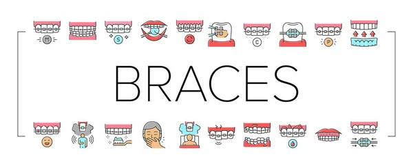 Tooth Braces Accessory Collection Icons Set Vector . Royalty Free Stock Illustrations