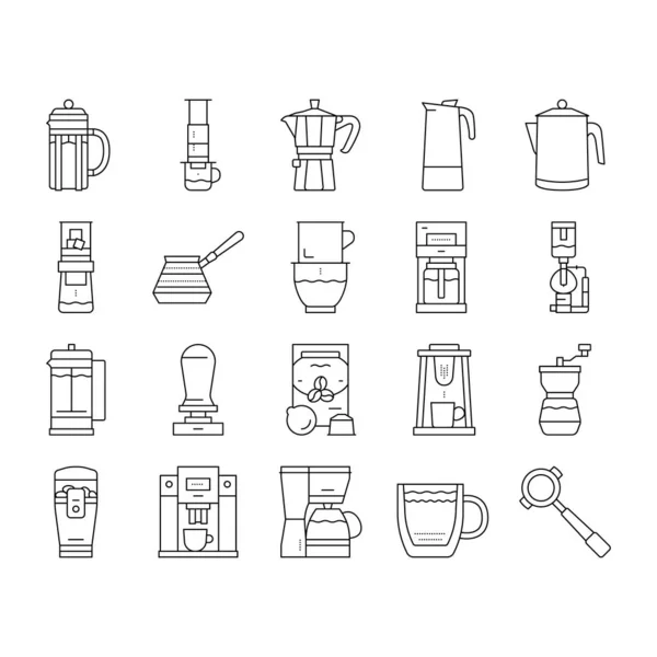 Machine à café et accessoires icônes Set vectoriel . — Image vectorielle