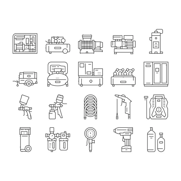 Набор иконок для коллекции воздушных компрессоров . — стоковый вектор
