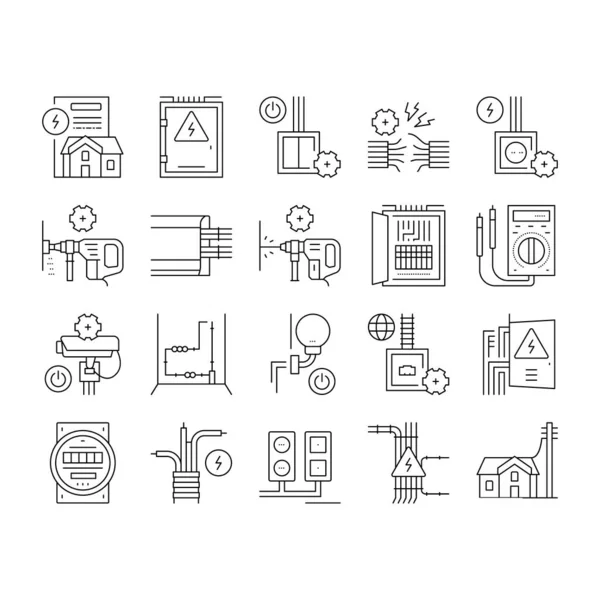 Vector de conjunto de iconos de herramienta de instalación eléctrica . — Archivo Imágenes Vectoriales