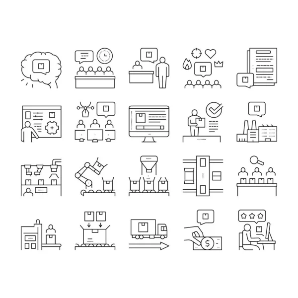 Vector de conjunto de iconos de colección de proceso industrial . — Vector de stock